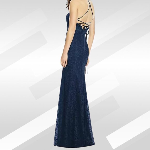 2/$50 NWOT Dessy Collection Midnight Blue Lace Gown Size 2 | Formal - Picture 2 of 8